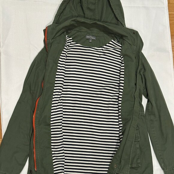 Market & Spruce Olive Green Hooded Utility Jacket – Striped Lining – Size S - Picture 5 of 8